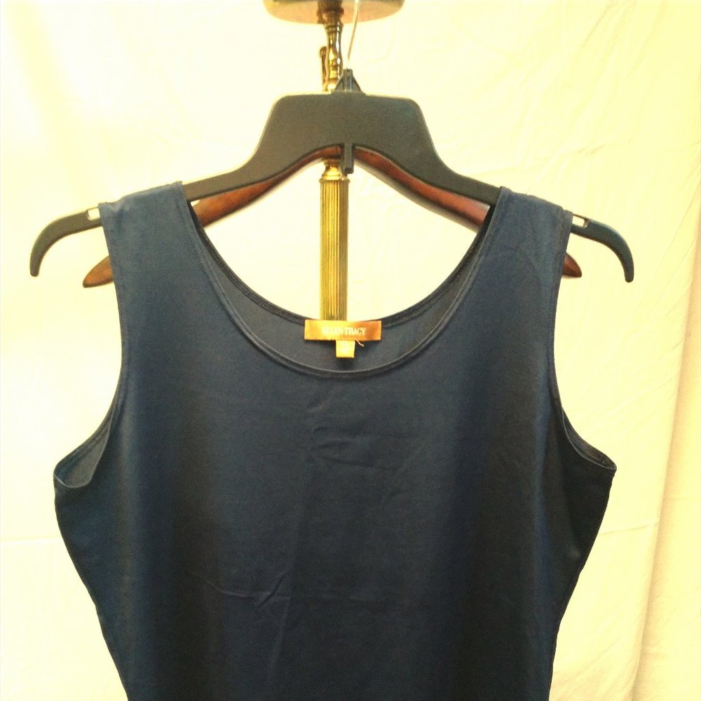 Navy Ellen Tracy XL Silky Tank New without Tags